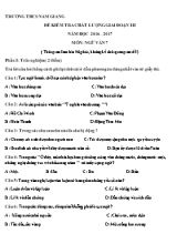 Đề kiểm tra chất lượng giai đoạn III môn Ngữ văn Lớp 7 - Năm học 2016-2017 - Trường THCS Nam Giang (Có đáp án)